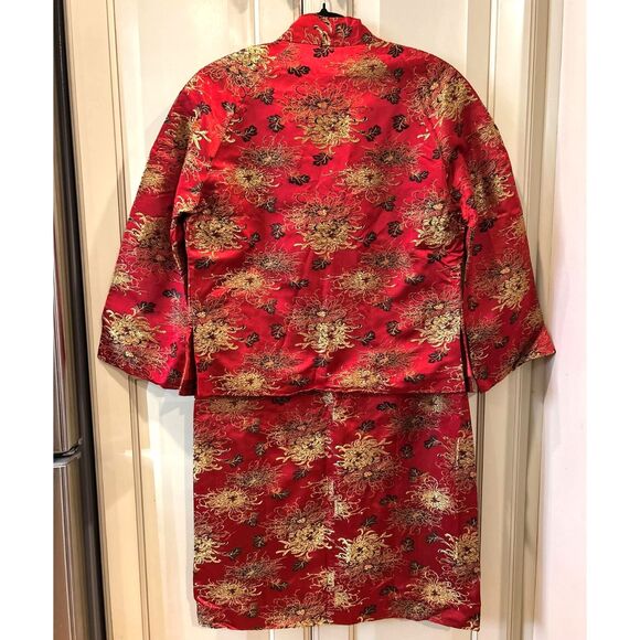Vintage Red Satin Jacket and Dress - Size Small - Picture 4 of 6
